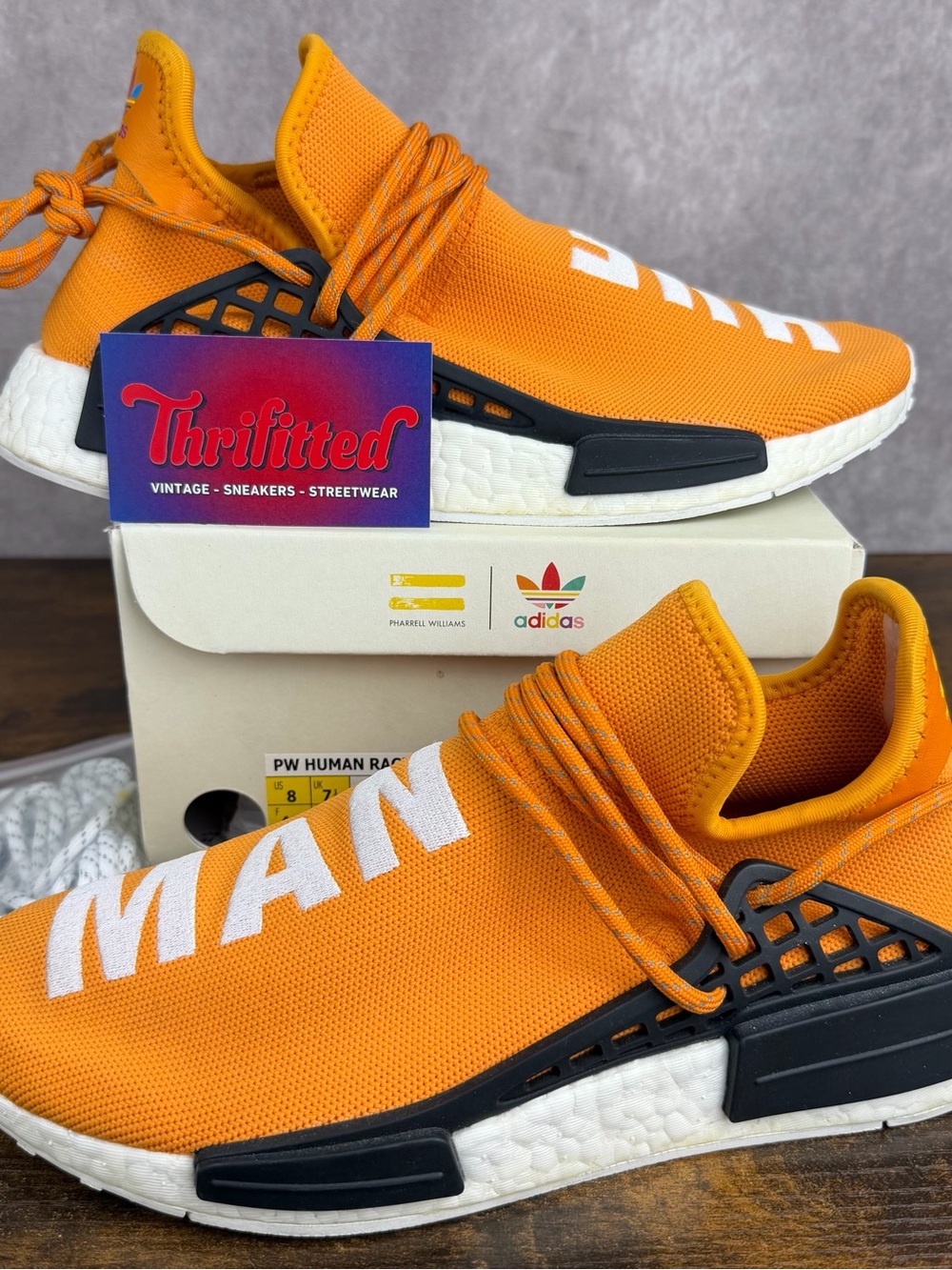 Adidas NMD Hu x Pharrell Human Race Tangerine Orange Size 8 BB3070 Men’s Shoes